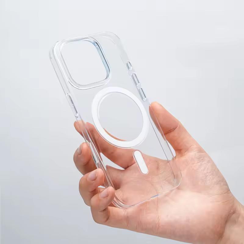 iPhone 16 pro max 케이스 15 Pro 카메라 버튼 투명 무선 충전 커버 용 초박형 투명 낙하 방지 MagSafe 전화 케이스