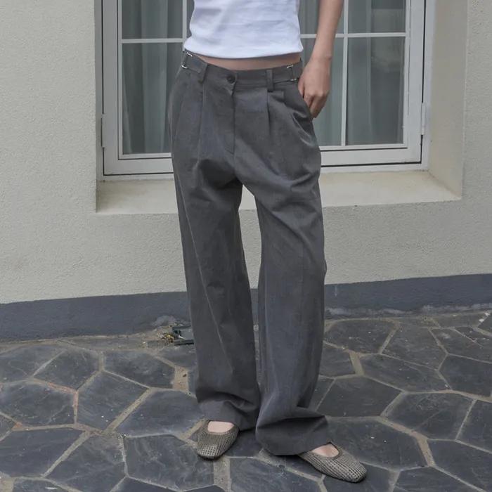 PIGMENT BUCKLE WIDE PANTS_GREY