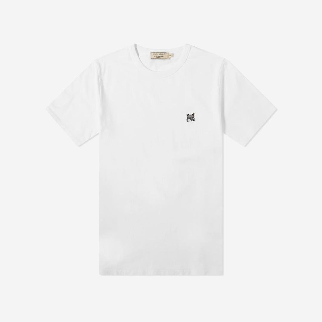 Maison Kitsune Grey Fox Head Patch Classic T-Shirt White
