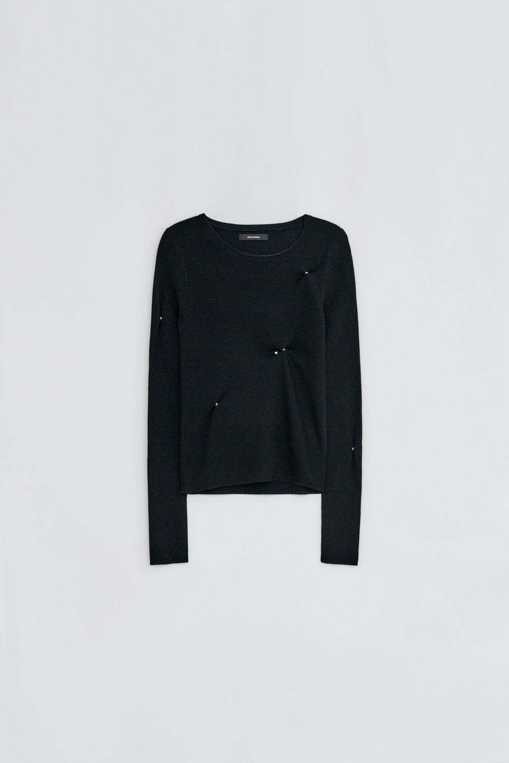[9/10 순차출고] SLIM RIBBED SNAP KNIT