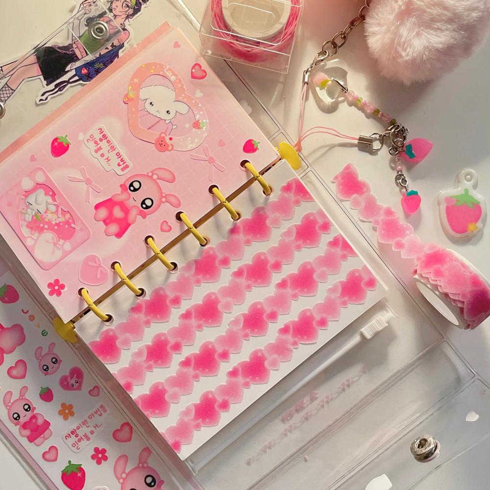 [제키베어] 핑크하트 글리터 다이컷 마스킹테이프