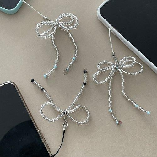 비즈 리본 핸드폰 스트랩&키링