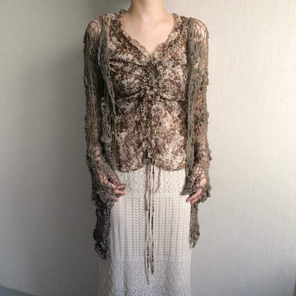 Frill shirring point pattern sleeveless