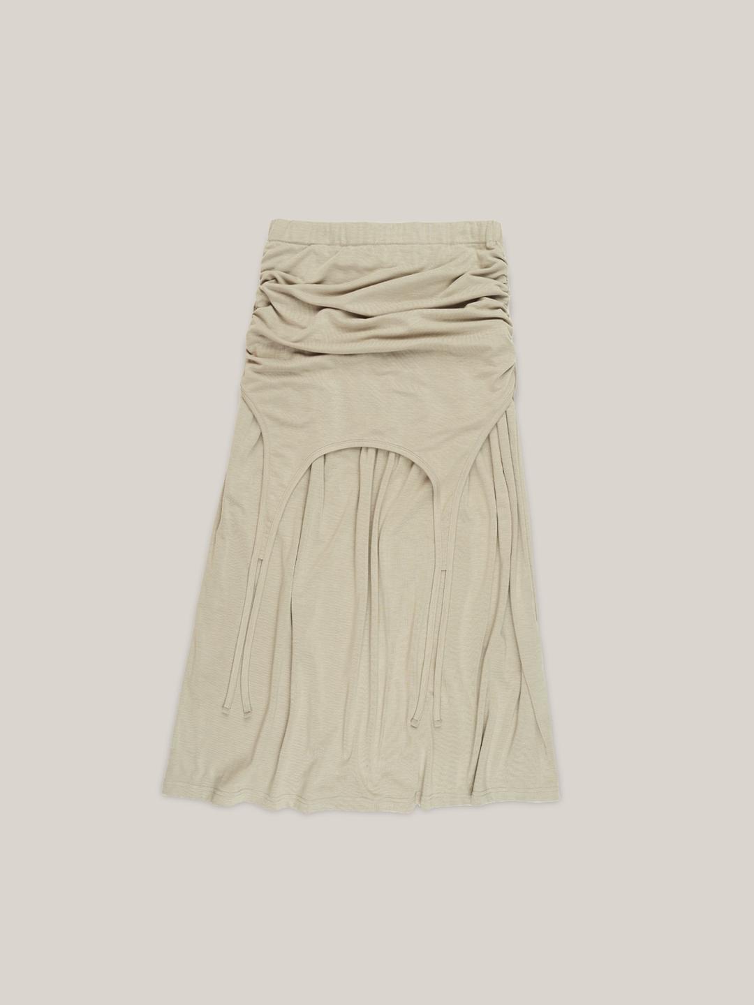 SHIRRING TIE SKIRT [ MOSS ]