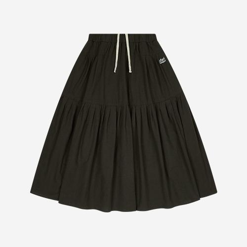 BASIC SAFARI RUFFLE MAXI SKIRT (BROWN)