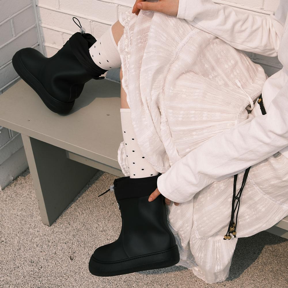 [예약배송] 레인부츠 RE-RAIN SHIRRING BOOTS BLACK