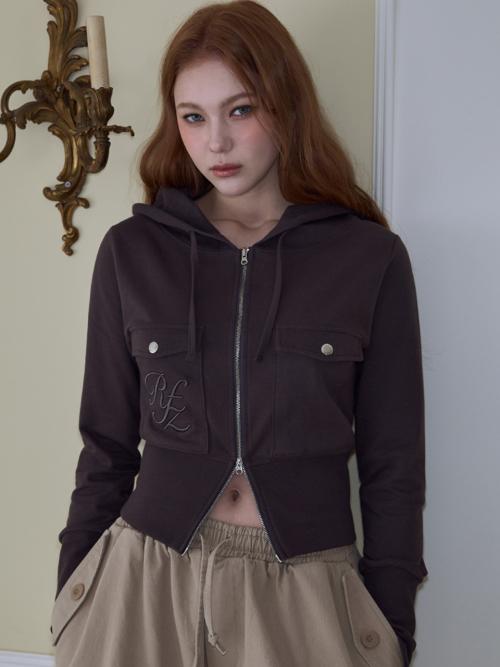 Two Pocket Slim Hood Zip-up [Charcoal]