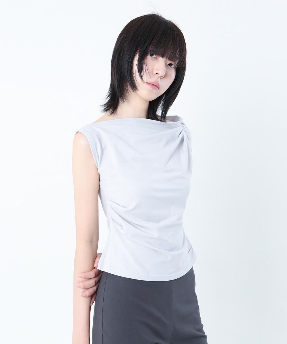Slanted sleeveless top GREY