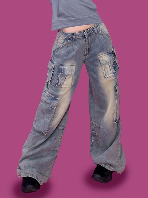 dutch pocket cargo denim pants