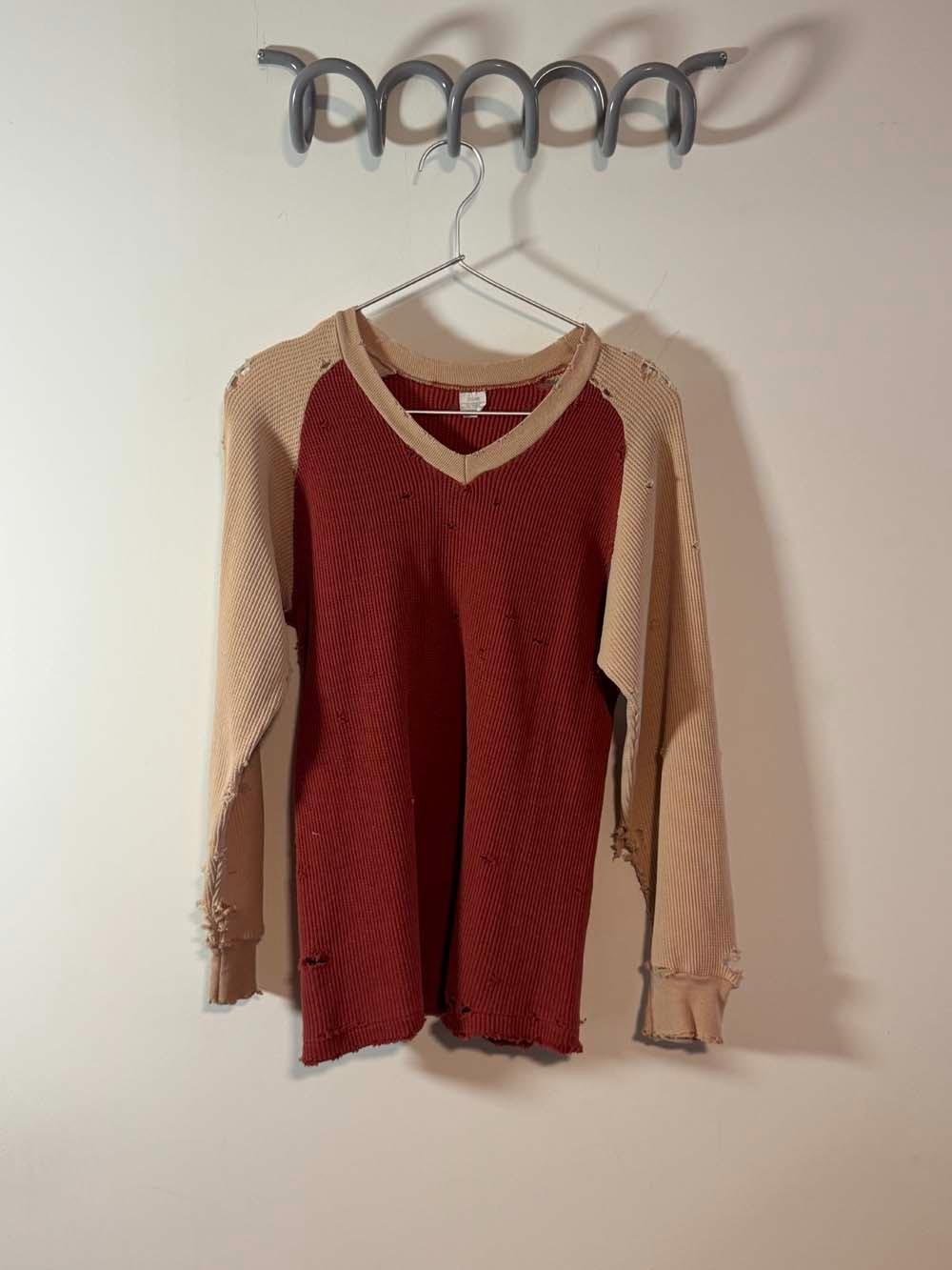 Destroyed 70's Two Tone Thermal Long Sleeve