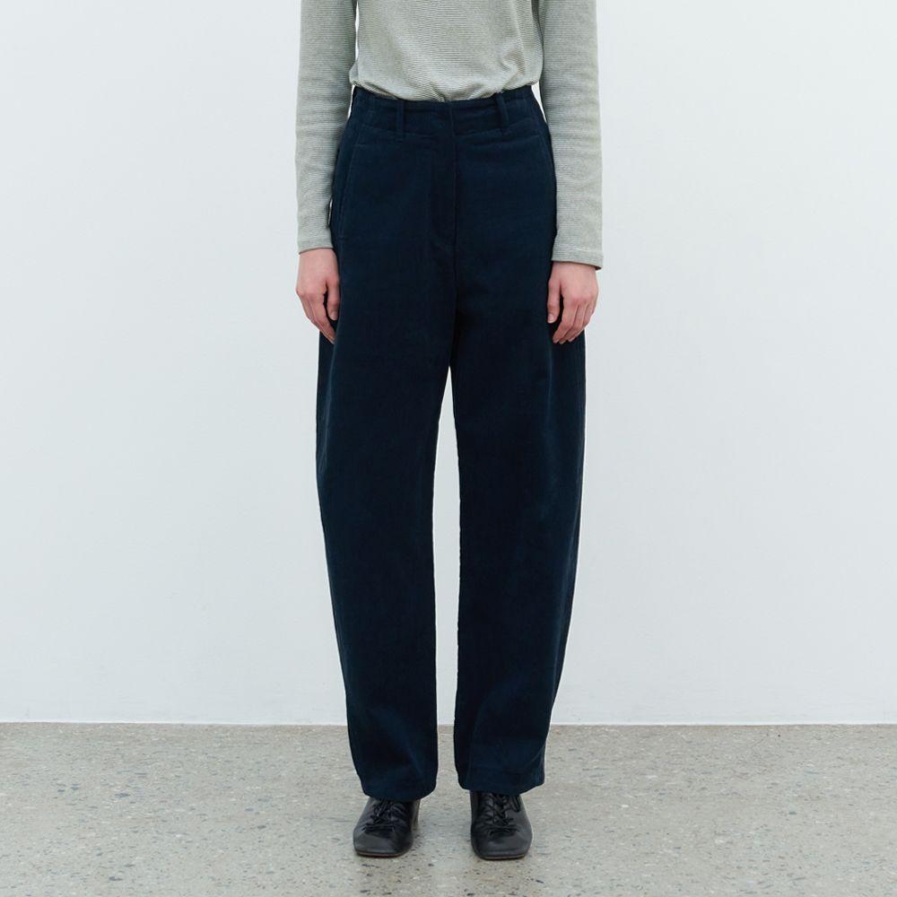 Curved Corduroy Pants (Navy)