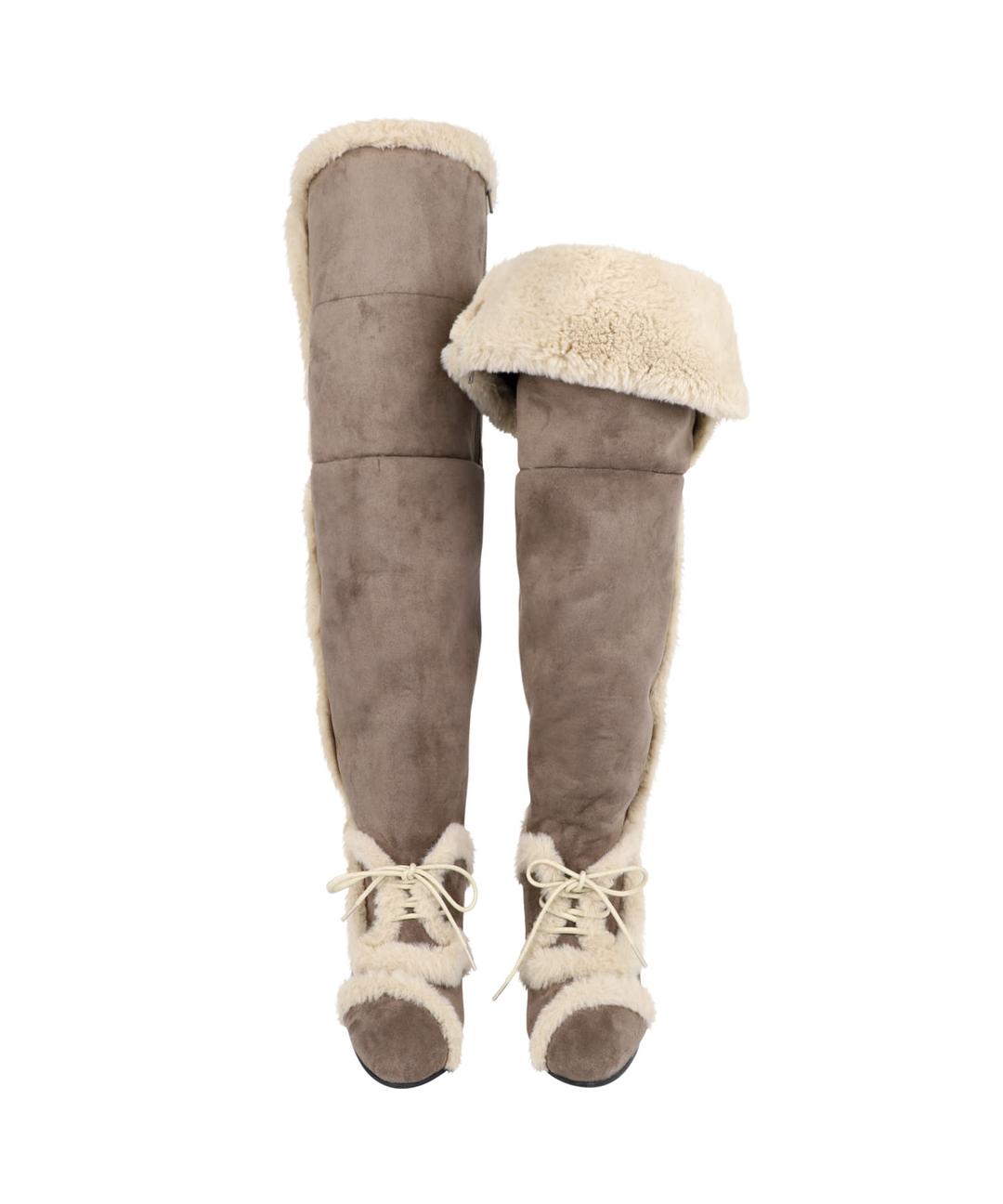 [10월 말 순차배송] Asym Shearling Wedge Boot / Stone Brown