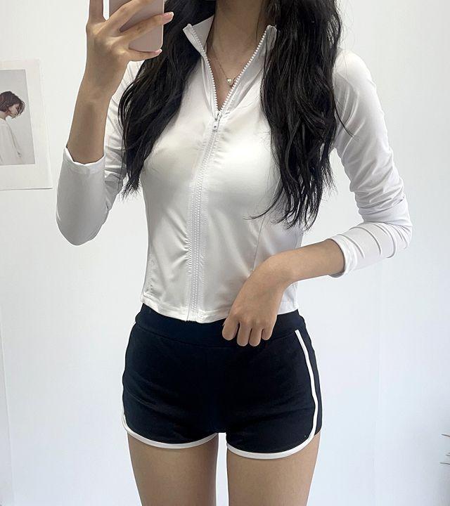 [비치웨어!] 심플 라인 집업 래쉬가드 (3color)