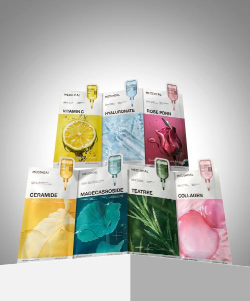 [총 20매] 에센셜 마스크 팩 7종 10매+10매 (티트리/마데카소사이드/콜라겐/히알루/비타민씨/세라마이드/피디알엔/교차 가능)