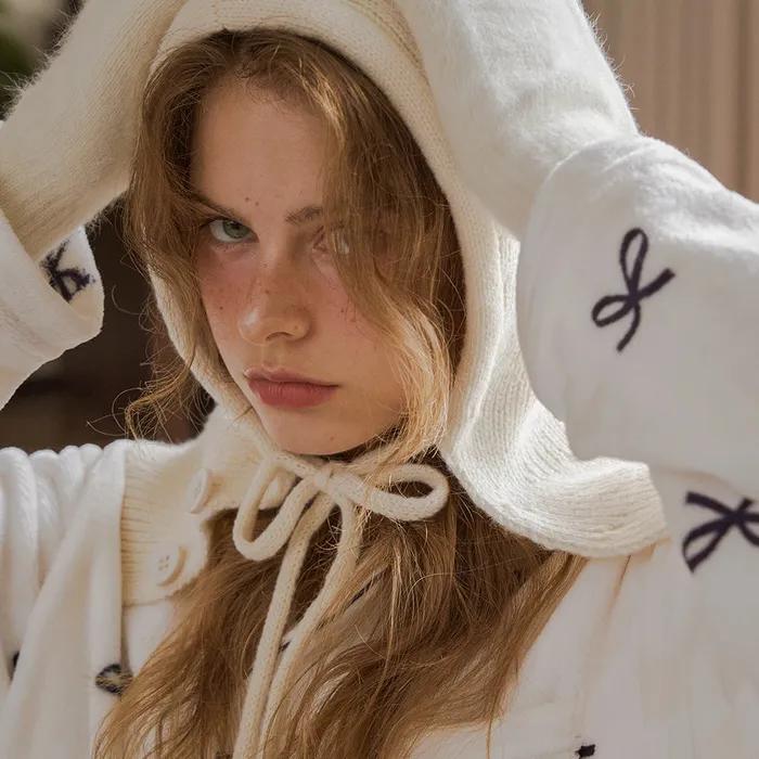 플러피 보니 긴팔 커플 수면 잠옷 세트_에크루