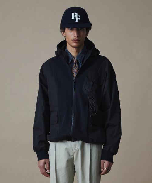 CN 믹스드 유틸리티 포켓 후디 스웨트 자켓 블랙_FR1KH61U