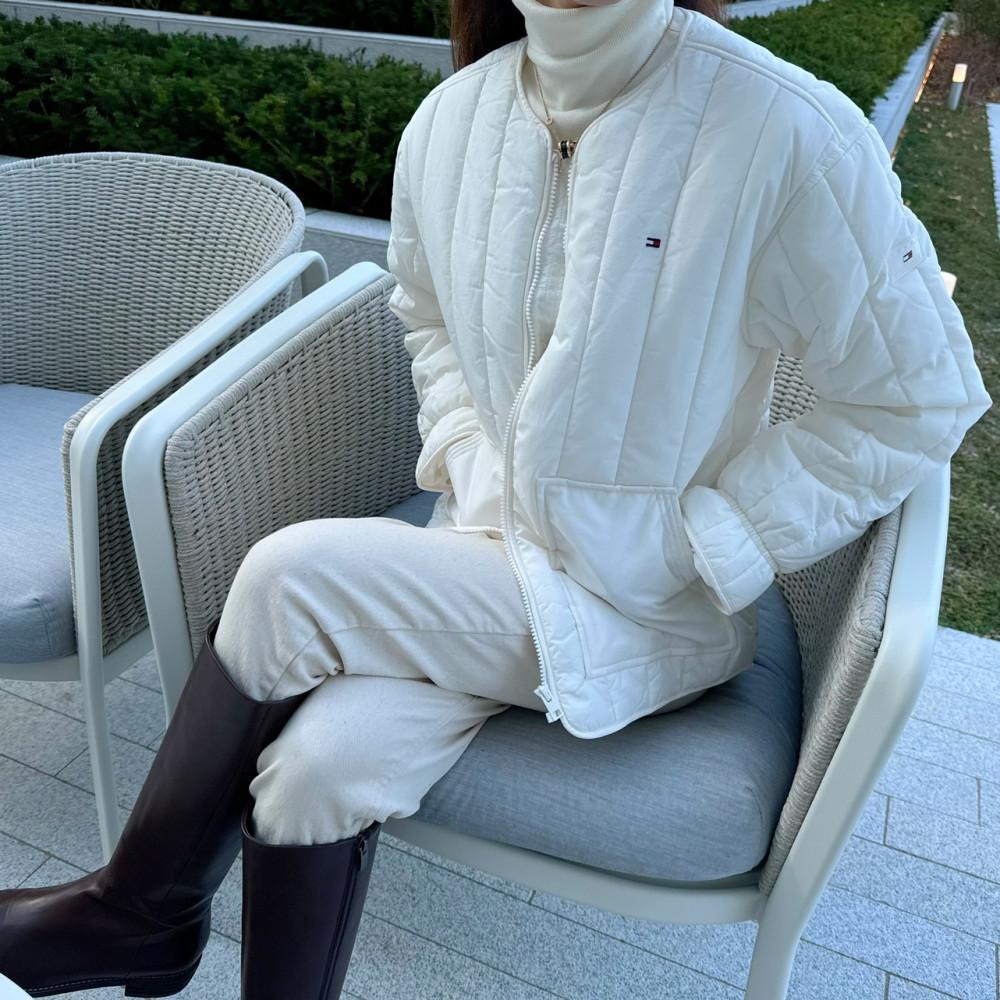 24FW국내백화점)타미힐피거 유틸리티 퀼팅재킷(크림)