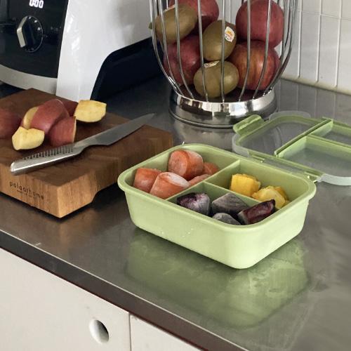 [피크닉/캠핑추천] 젤리빈 큐브 푸드컨테이너 (전자레인지&냉동실보관가능) 밀폐용기-세칸 나눔찬통(1050ml)