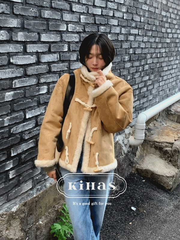 기하스 [9차💛/고퀄리티🐏] 하이넥 더블 리버시블 양털 퍼 떡볶이 무스탕 뽀글이 더플 양면무스탕 코트 오버핏