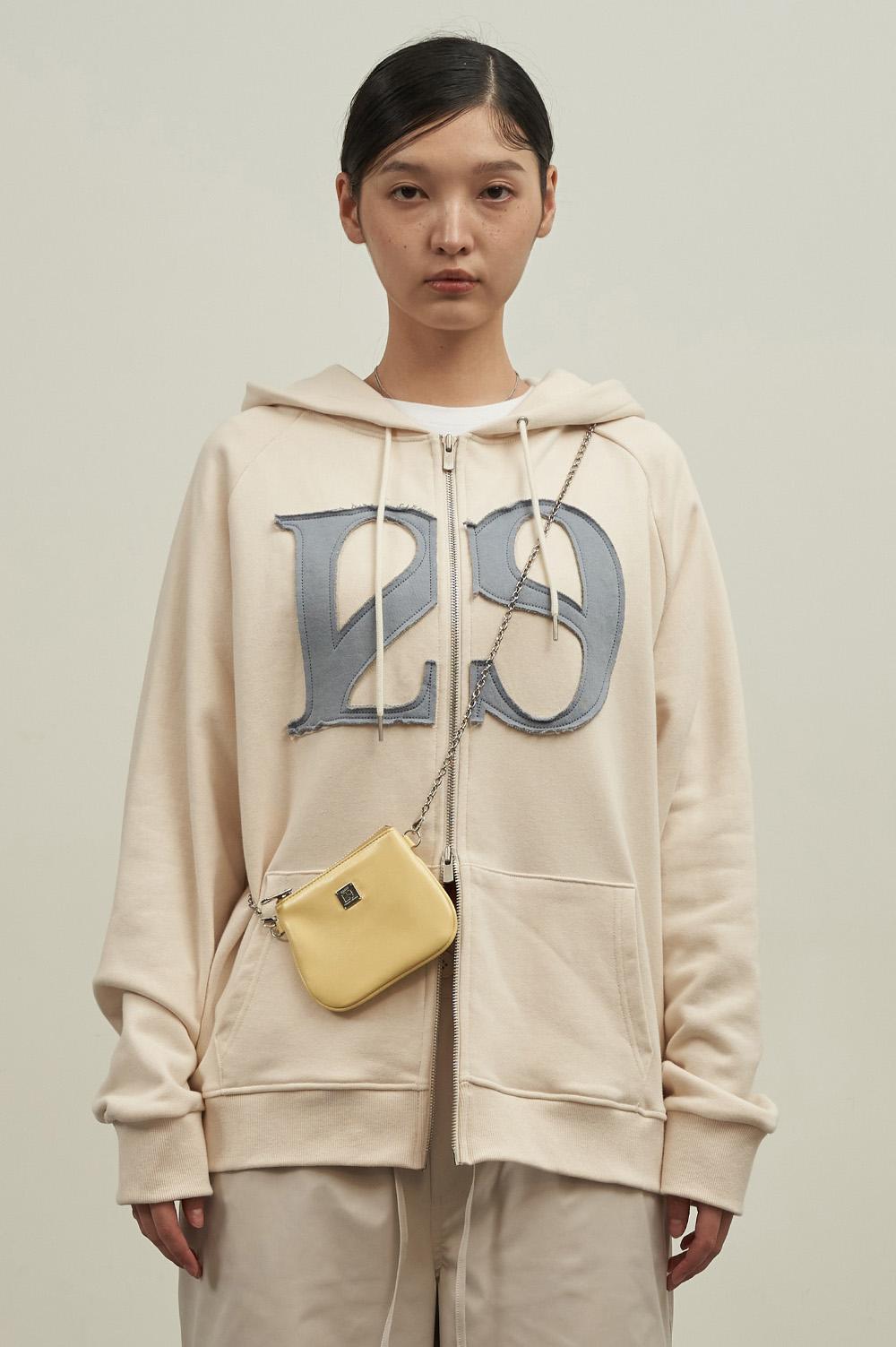 129 로고 패치 후드 집업 크림