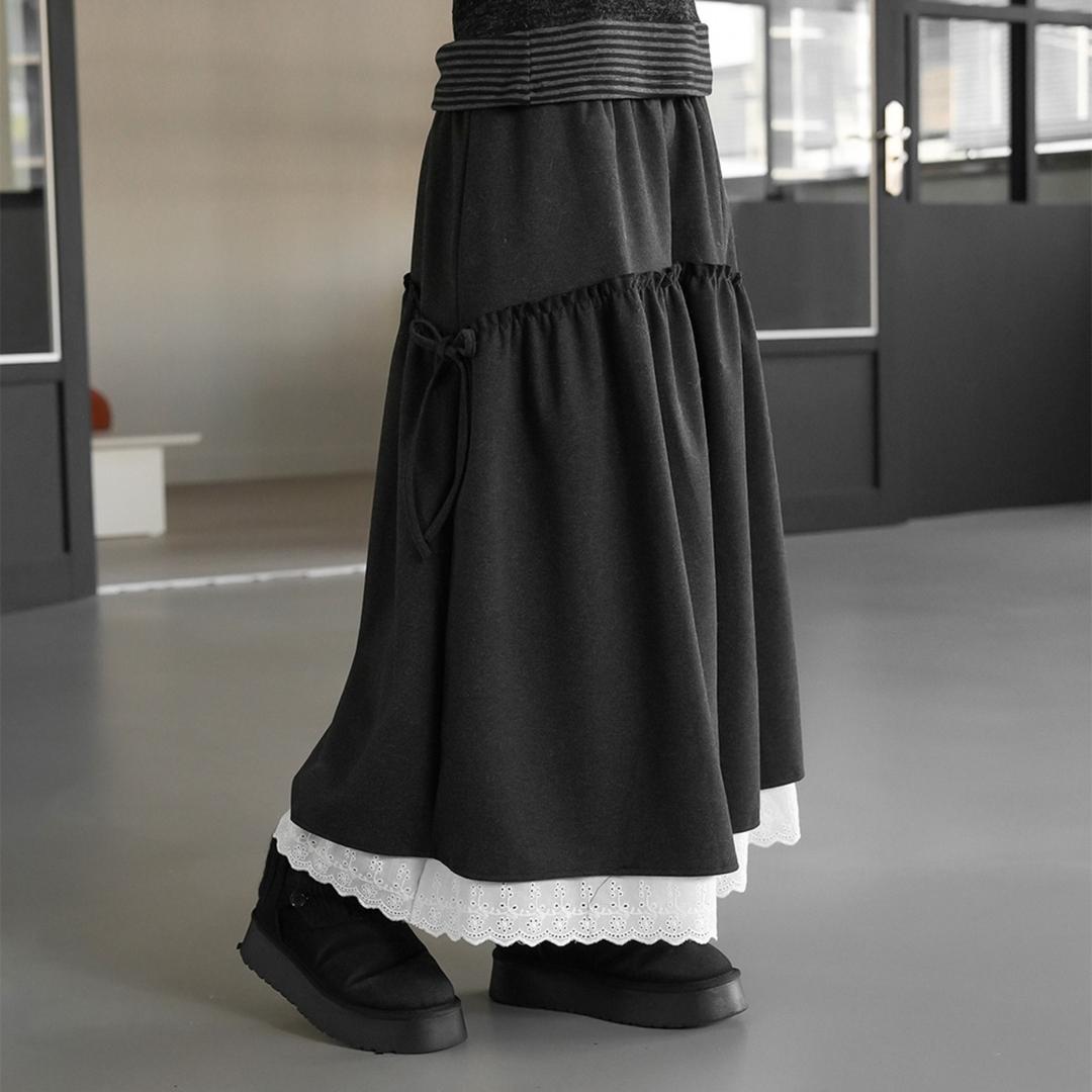 픽카 레이스 레이어드 롱스커트