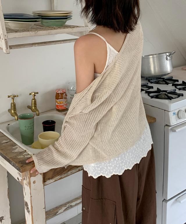 데일리쥬 [무료배송] 민티르 펀칭 빈티지 여름 가디건(살안타템)