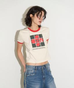 PUZZLE RINGER T-SHIRT / ivory