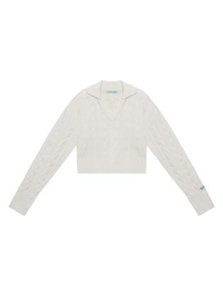 21FW 크롭 울 카라 니트 - 아이보리