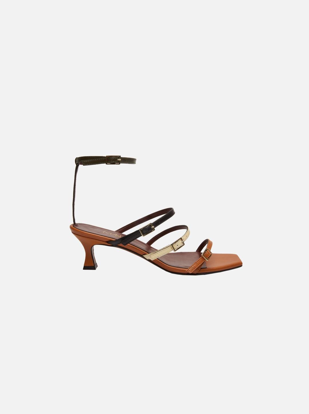 Naomi Sandals Orange Camel & Vanilla & Black & Khaki Soft