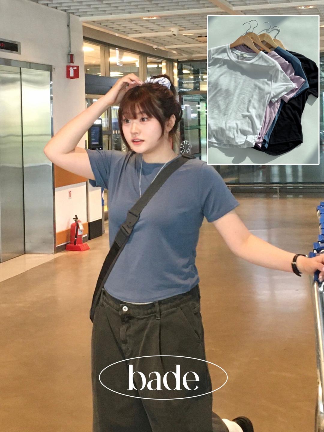 복자씨 [#Bade/1+1할인/2 사이즈/무료배송] 포니 후들 쫀쫀 기본 반팔 티 (4 color)