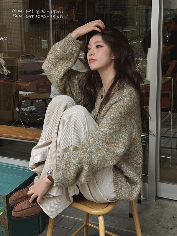 슬로우앤드 [역대급블프🖤/X문의폭주!] ONLYSLOW. 베스킨 멀티컬러 루즈핏 가디건 - 3 color