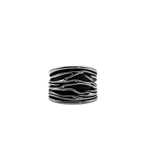 Vintage Wrinkle Ribbed 925silver Ring