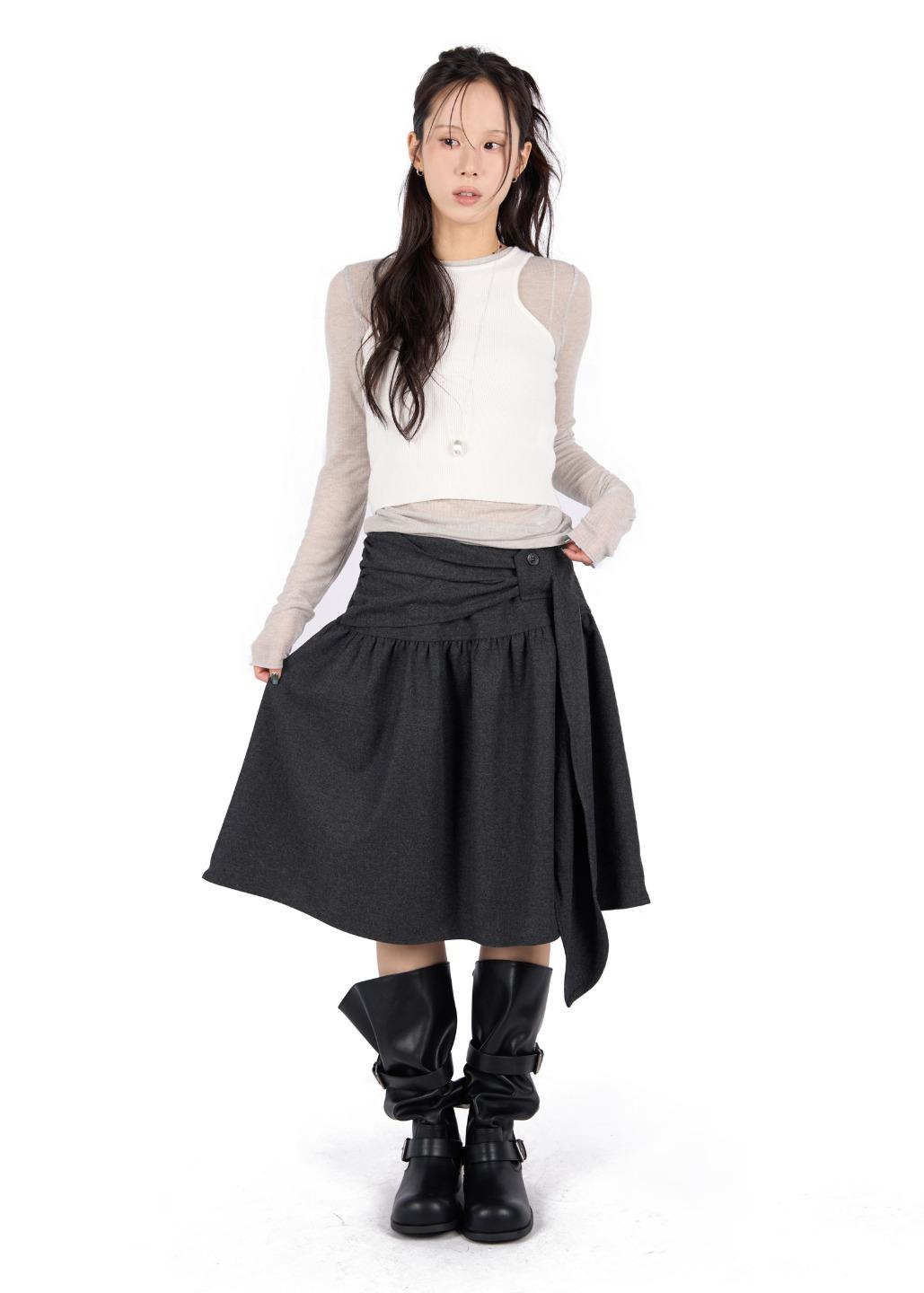 KNOT WOOL BLEND SKIRT