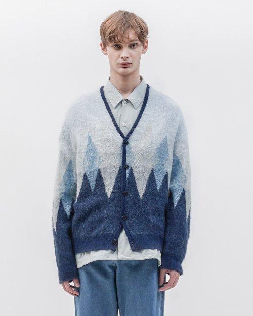[퍼플]20FW COMFY ARGYLE MOHAIR KNIT CARDIGAN BLUE