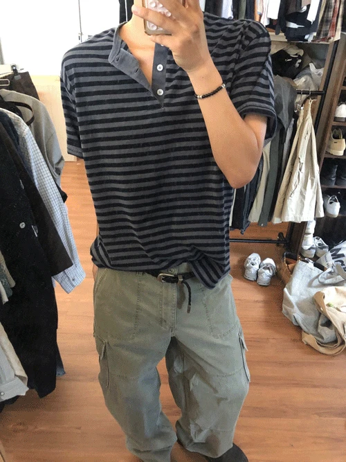 Pigment stripe henlyneck (navy)