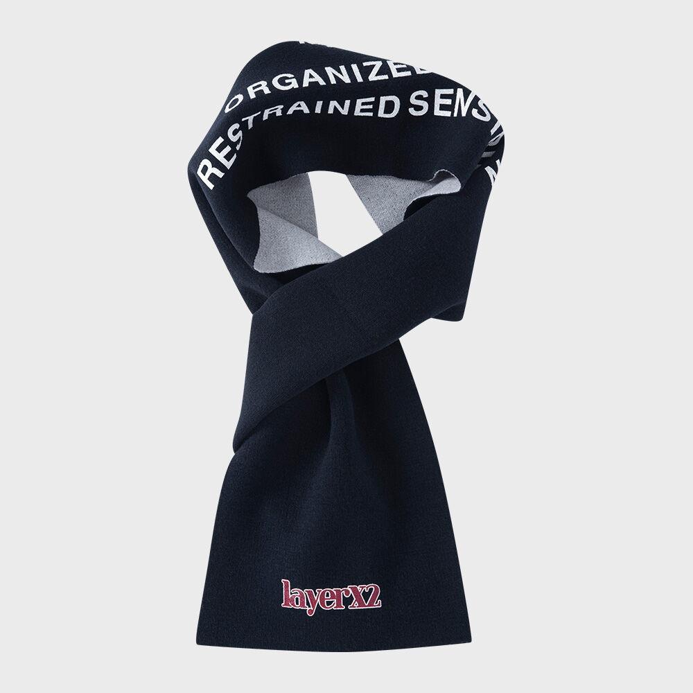 Layer print wool muffler navy
