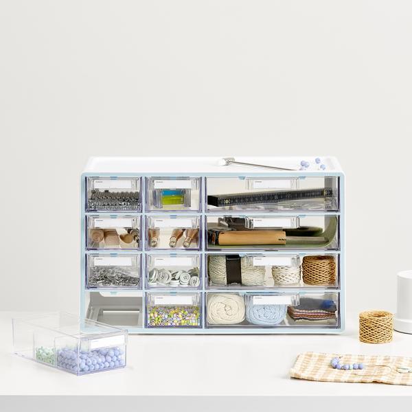 데스크 오거나이저 책상위 투명 수납 정리함 복합형 12단