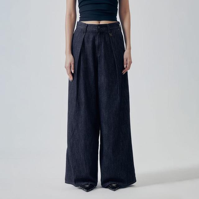Classic Wide Denim Pants [ Navy ]