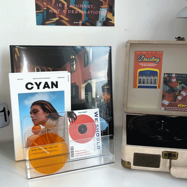 투명 아크릴 LP 정리대 4칸 책정리 LP정리 CD정리 선반 책상정리 데스크테리어