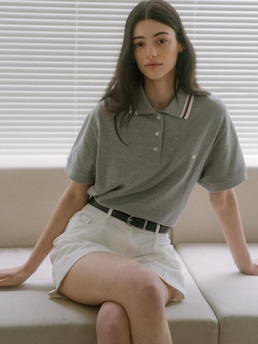 Collar coloring cotton t-shirt TISU03TS06_Gray