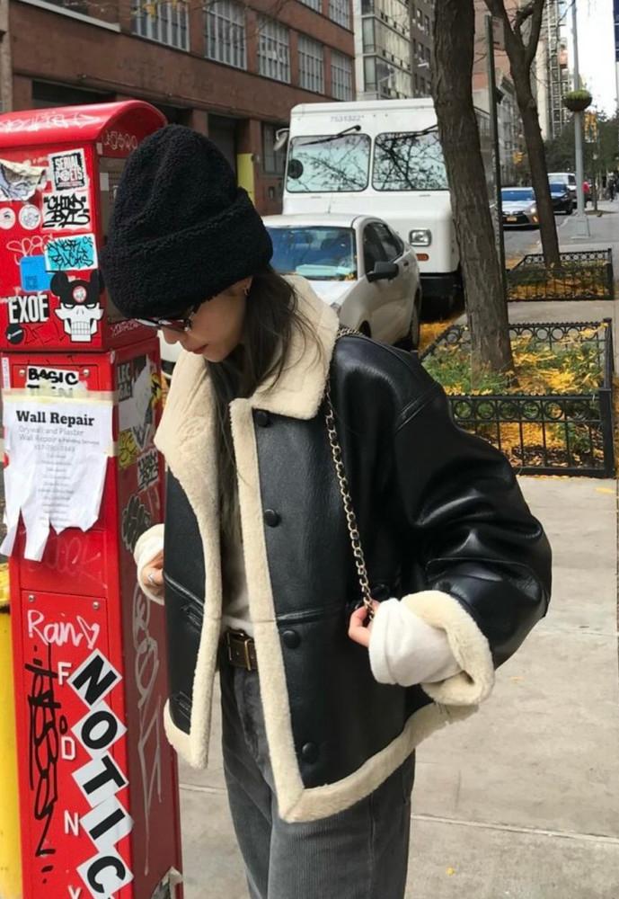 [블랙 카키 당일배송] 위아 레옹 무스탕 자켓 리버시블 겨울 레더 가죽무스탕 하이넥 겨울 숏 데일리룩 연말룩 이너프