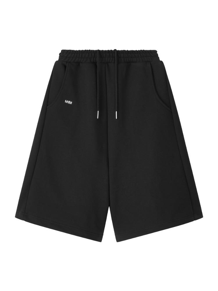 3rd) [mnem] pintuck logo bermuda shorts (black)
