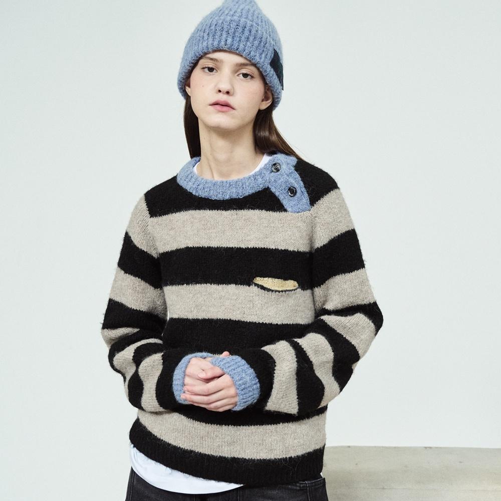 WIDE STRIPE COLOR KNIT (UNISEX)_SXF3SW03BK