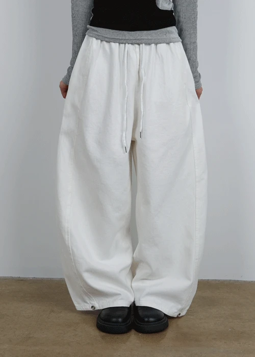 [롱&숏버전/unisex] 밴딩와이드스냅팬츠