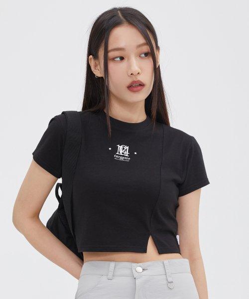슬릿 슬림 티셔츠_블랙