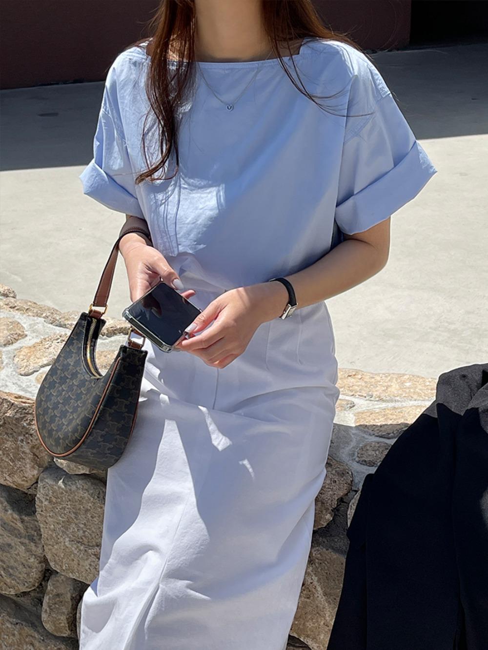 [자체제작/S-L]허브티 스퀘어넥 반팔 블라우스