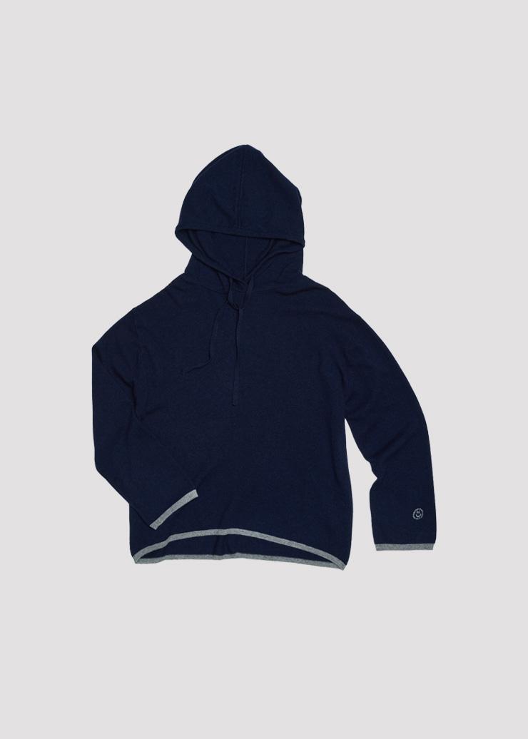 KNIT HOODIE LOVE NAVY