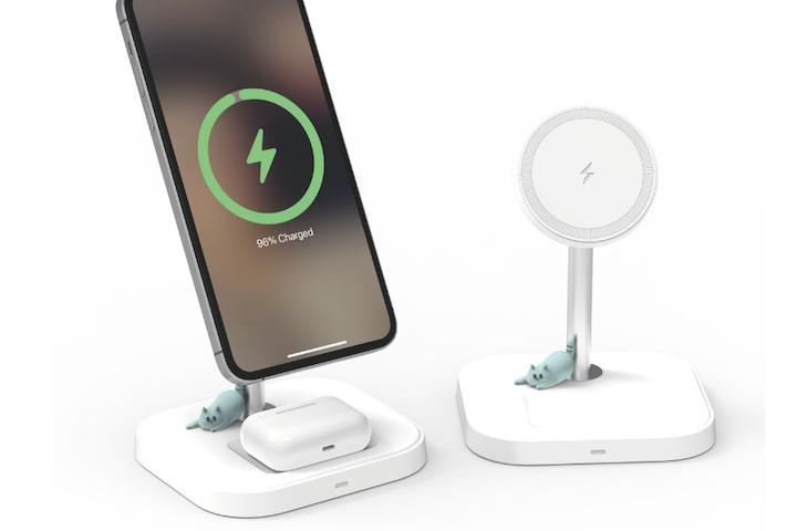 라온2in1 마그네틱 맥세이프 호환 무선충전기 아이폰 15 에어팟 무선충전