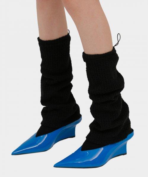 Closie string waffle leg warmer (black)