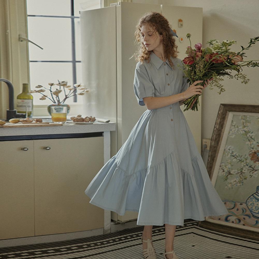 PM_Summer waist banding shirt dress